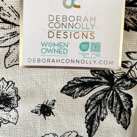 Deborah Connolly 3 Pc Kitchen Hand Towels Set Tan & Black Floral Print NEW - Picture 4 of 9